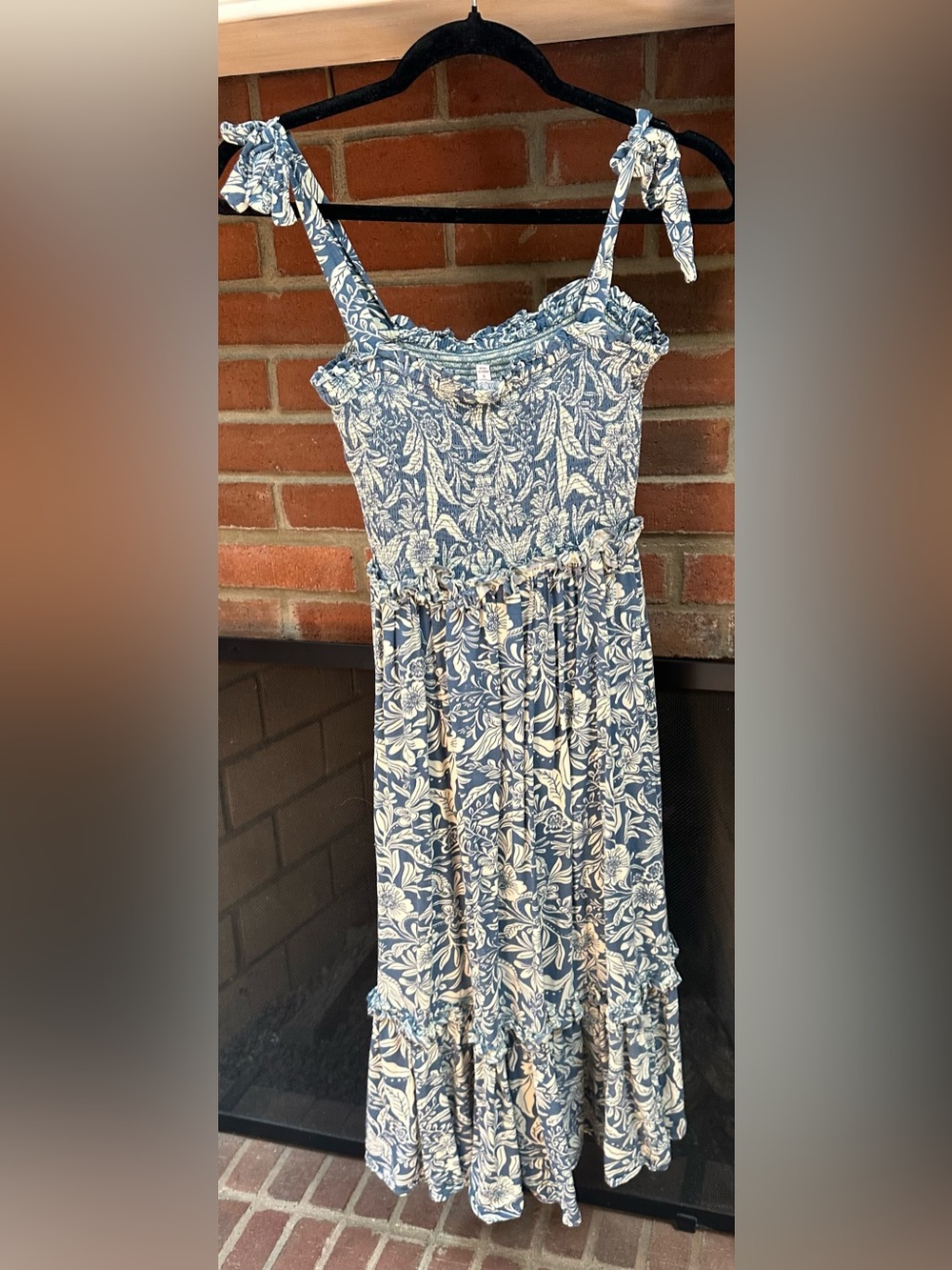 Patrons of Peace Blue and White Floral Midi Dress